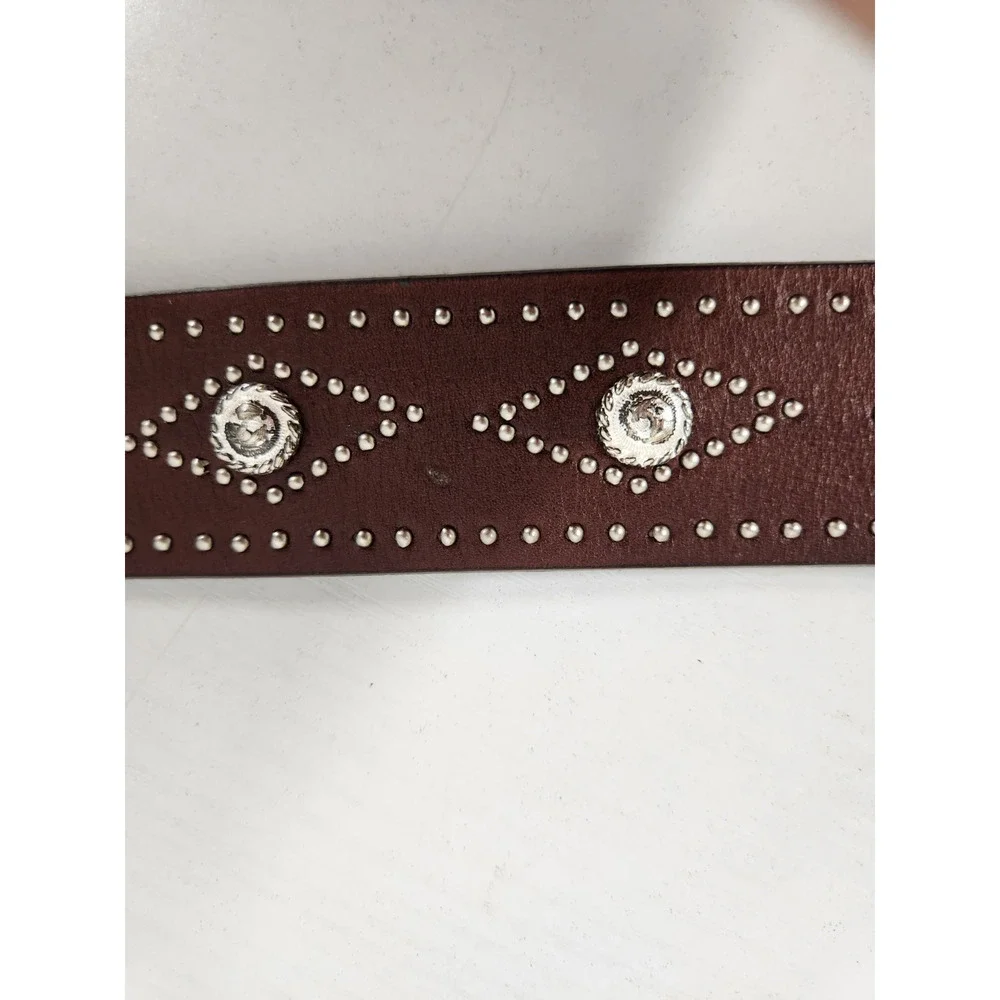 Nocona Women's Western/Cowgirl Studded Leather Belt, Size 28, In Brown & Silver